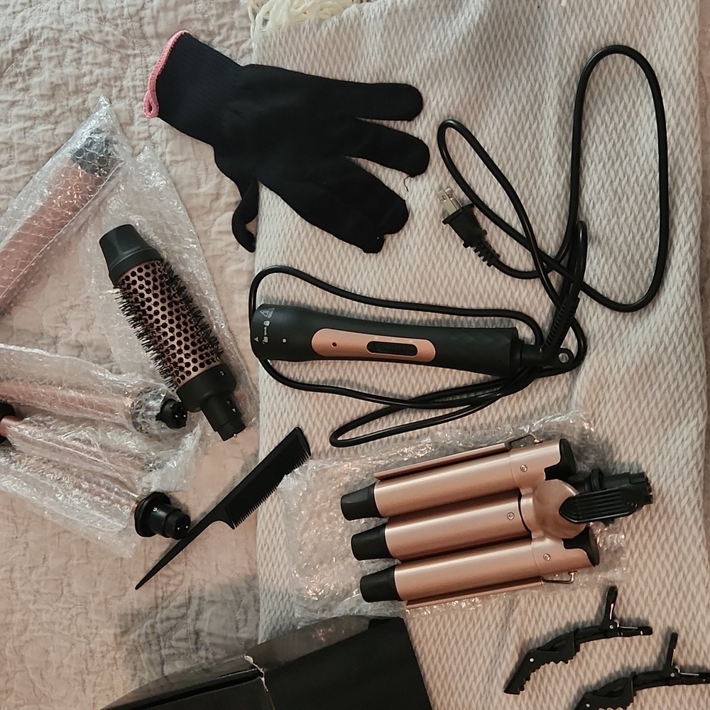 Karrong 6 in 1 Curling Iron Set - Black and Yellow New with no tag! Never used! - Picture 2 of 4